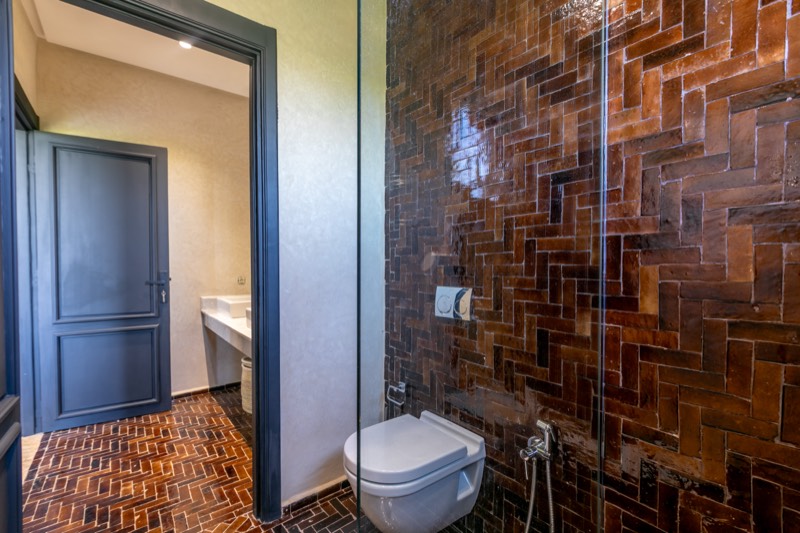 Suite Three: bathroom in deep chocolate zellige
